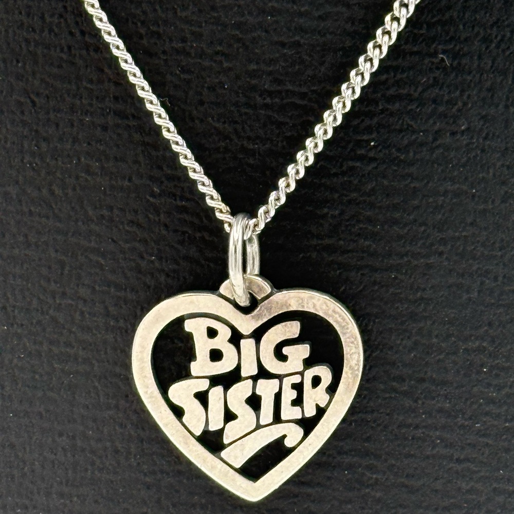 James Avery 925 Sterling Silver “Big Sister in a heart pendant/necklace.  16” ch